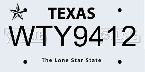 WTY9412 Texas License Plate