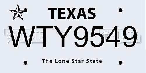 WTY9549 Texas License Plate
