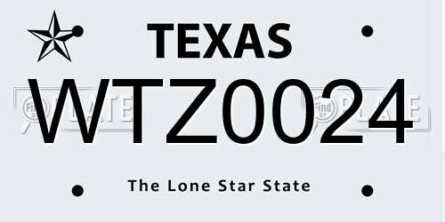 WTZ0024 Texas License Plate