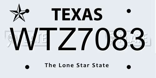 WTZ7083 Texas License Plate