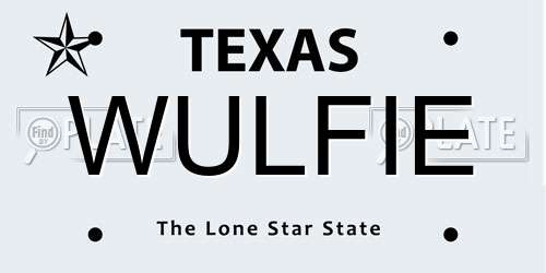 WULFIE Texas License Plate