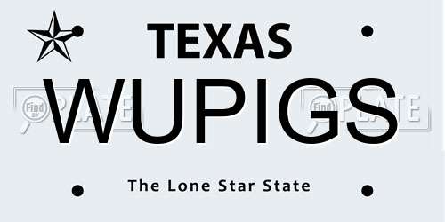 WUPIGS Texas License Plate