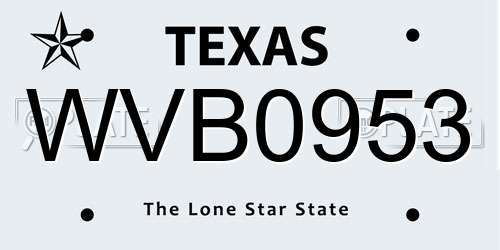 WVB0953 Texas License Plate