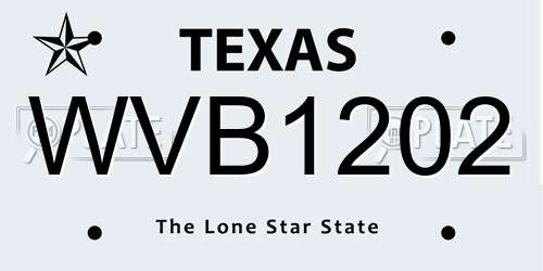 WVB1202 Texas License Plate