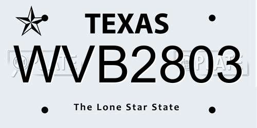 WVB2803 Texas License Plate