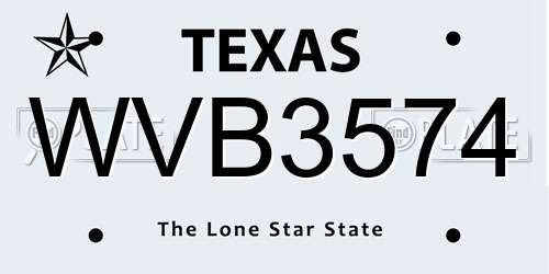 WVB3574 Texas License Plate