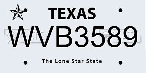WVB3589 Texas License Plate