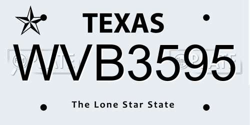 WVB3595 Texas License Plate
