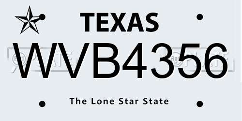 WVB4356 Texas License Plate