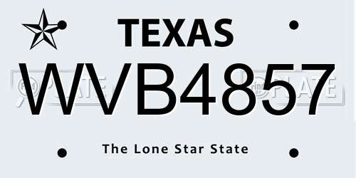 WVB4857 Texas License Plate