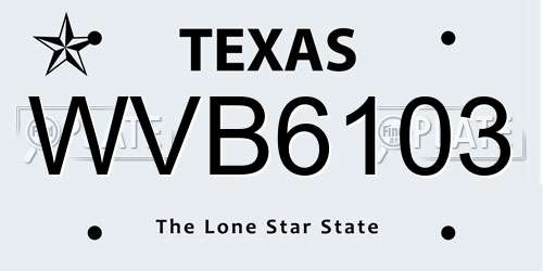 WVB6103 Texas License Plate