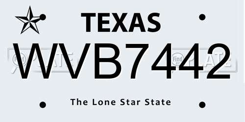 WVB7442 Texas License Plate