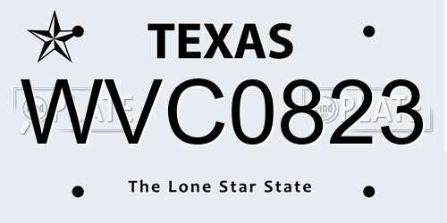 WVC0823 Texas License Plate