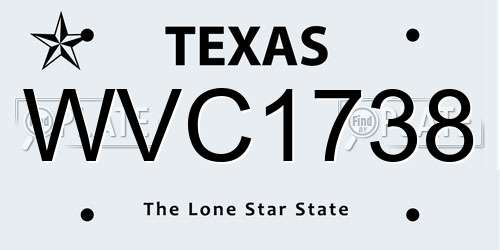 WVC1738 Texas License Plate
