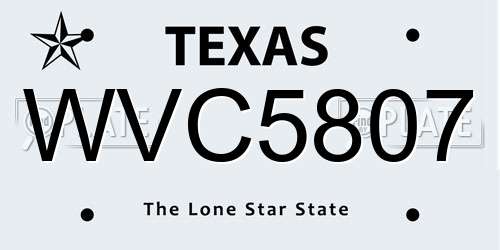 WVC5807 Texas License Plate