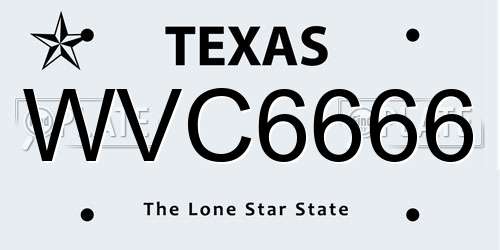 WVC6666 Texas License Plate