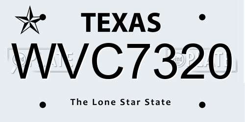 WVC7320 Texas License Plate