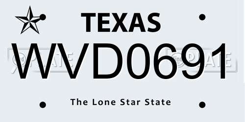 WVD0691 Texas License Plate