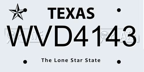 WVD4143 Texas License Plate