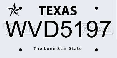 WVD5197 Texas License Plate