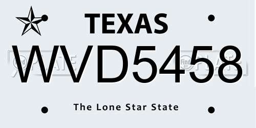 WVD5458 Texas License Plate