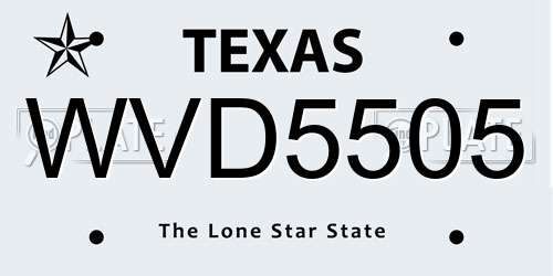 WVD5505 Texas License Plate