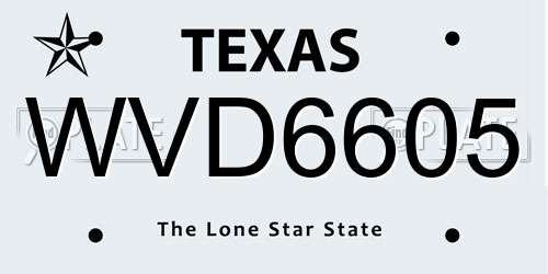 WVD6605 Texas License Plate