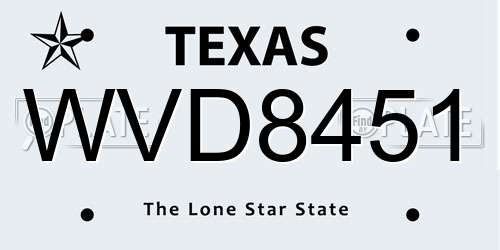 WVD8451 Texas License Plate