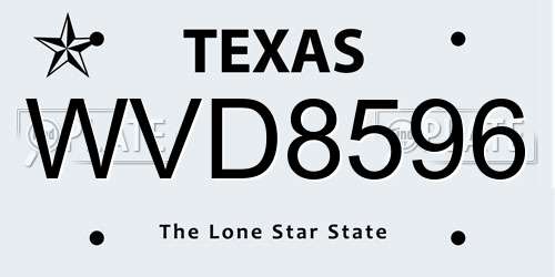 WVD8596 Texas License Plate