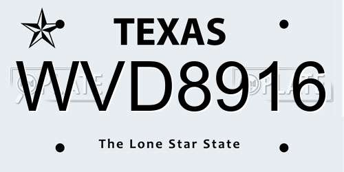 WVD8916 Texas License Plate
