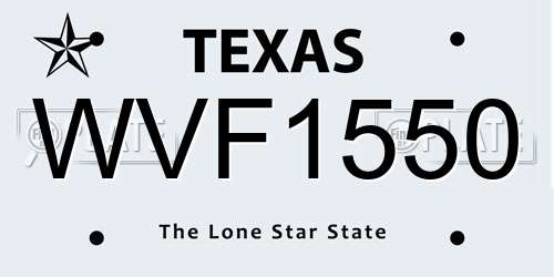 WVF1550 Texas License Plate