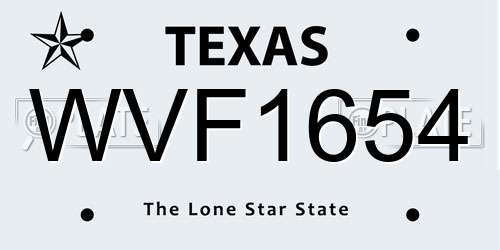 WVF1654 Texas License Plate