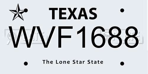 WVF1688 Texas License Plate