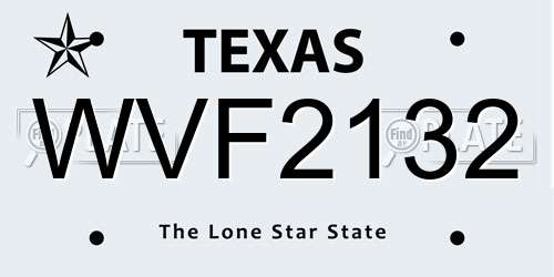 WVF2132 Texas License Plate