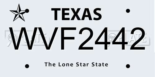 WVF2442 Texas License Plate