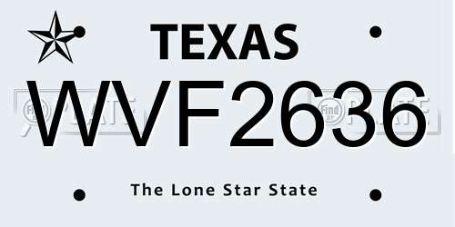 WVF2636 Texas License Plate