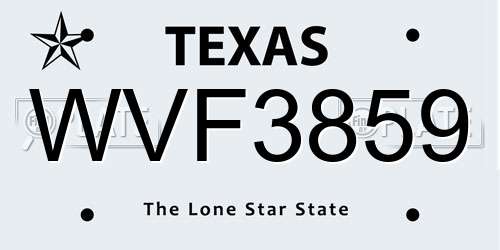 WVF3859 Texas License Plate