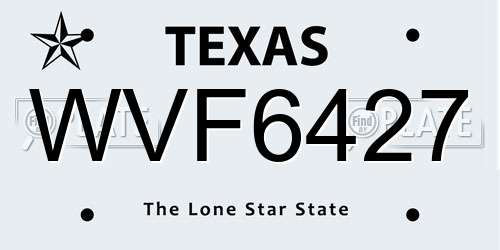 WVF6427 Texas License Plate