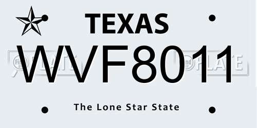 WVF8011 Texas License Plate