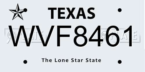 WVF8461 Texas License Plate