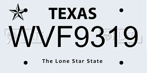 WVF9319 Texas License Plate