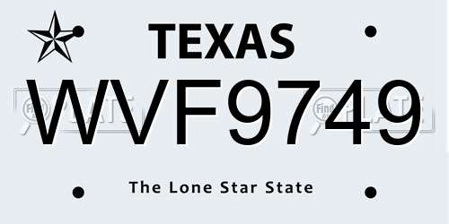WVF9749 Texas License Plate