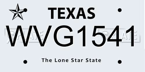 WVG1541 Texas License Plate