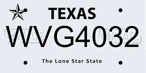 WVG4032 Texas License Plate