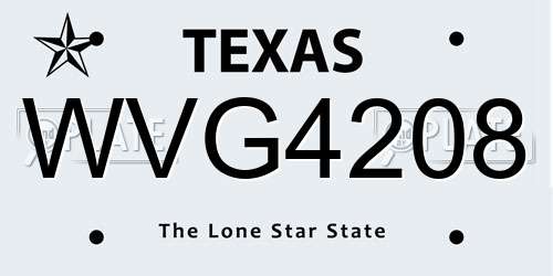 WVG4208 Texas License Plate