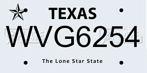 WVG6254 Texas License Plate