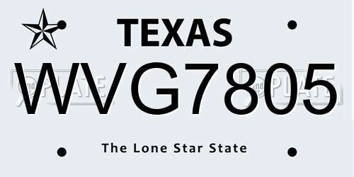 WVG7805 Texas License Plate