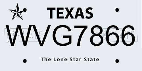 WVG7866 Texas License Plate