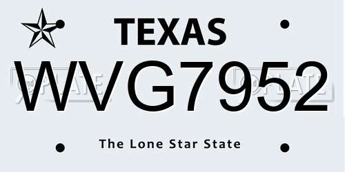 WVG7952 Texas License Plate
