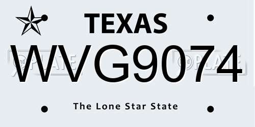 WVG9074 Texas License Plate